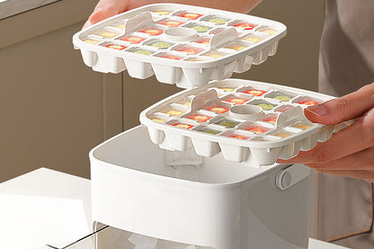Portable 48 Grids Ice Cube Tray Mould With Lid And Storage Box Scoop Tong Set