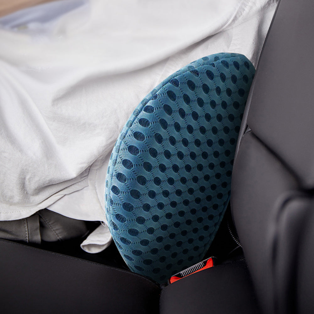Ergonomic Lumbar Support Pillow Memory Foam Back Pillow for Car Seat Chair Recliner Bed Blue
