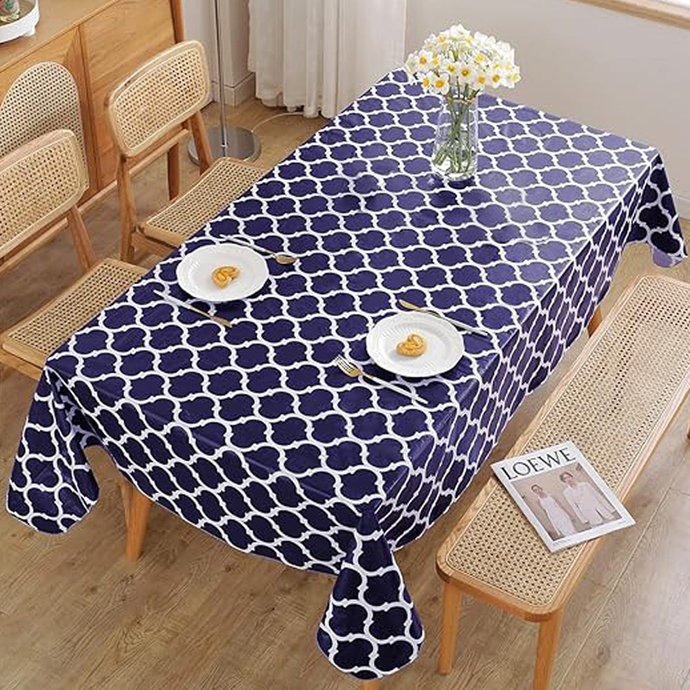 Moroccan Pattern Tablecloth Rectangle Dining Table Cover Christmas Party Decor Blue