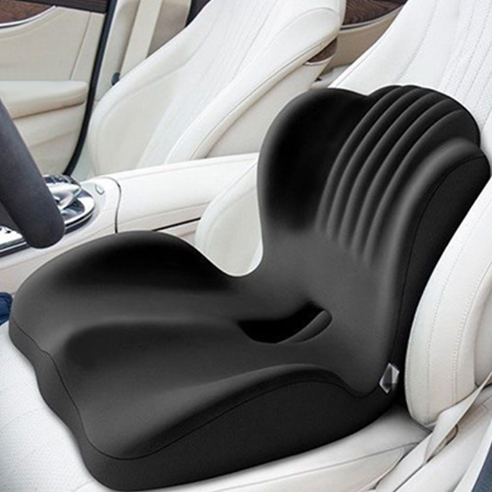 Ergonomic Back Hip Support Cushion For Office Chair And Car Seat-Black