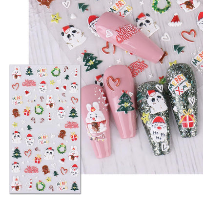 3 Sheet 5D Embossed Christmas Nail Art Sticker Set