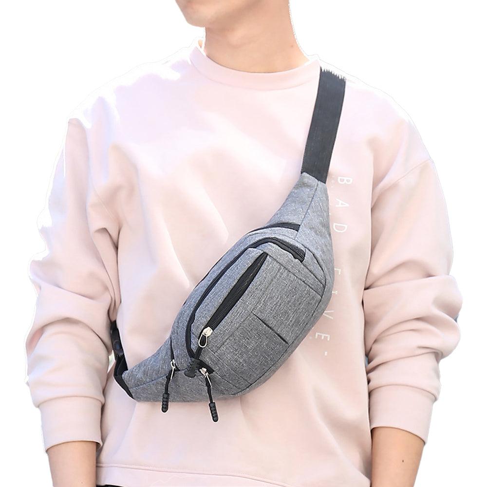 Unisex Sling Bag Chest Pack Fanny Pack Sports Waist Bag Wallet Grey