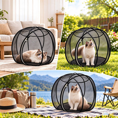 Cat Hamster Ball for Outside Rolling Cat Enclosure Pop Up Playpen - Black
