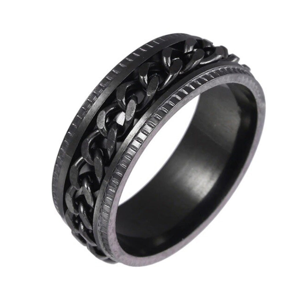 Fidget Spinner Ring for Anxiety Relief Stainless Steel for Adults & Teens Black