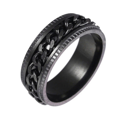 Fidget Spinner Ring for Anxiety Relief Stainless Steel for Adults & Teens Black