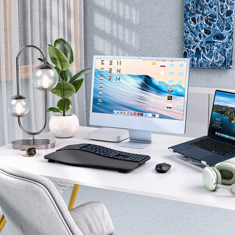 111-Key Rechargeable Bluetooth Keyboard with Memory-Foam Wrist Rest