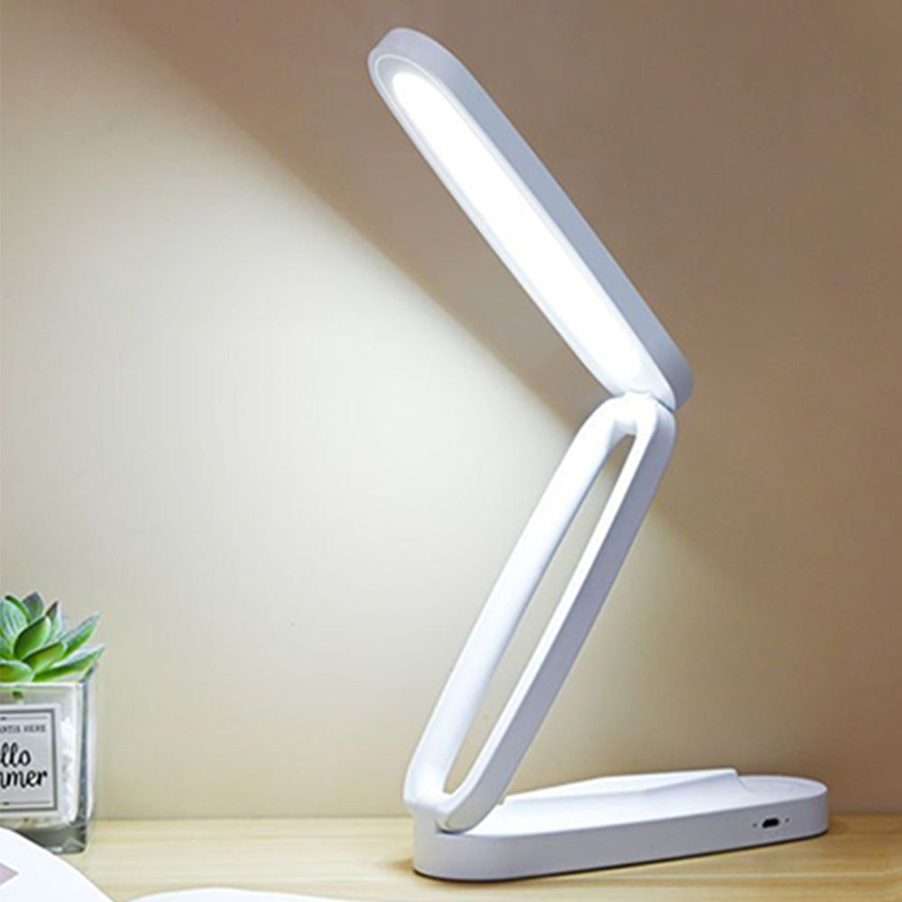 Foldable LED Desk Lamp Touch Dimmable Table Lamp Rechargeable Portable Reading Lamp for Office Home White