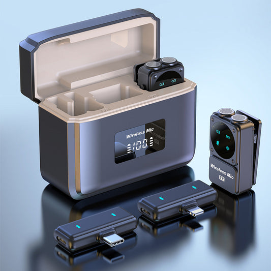 2Pcs Wireless Microphone with 2 Receivers for Lightning and USB C Device Plug ands Play Microphone