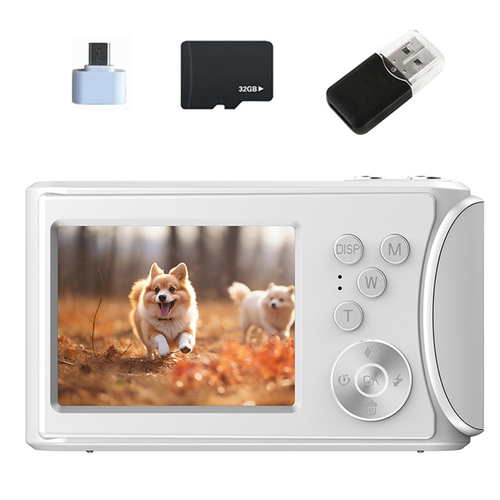 2.4-Inch Digital Point & Shoot Camera with 16X Zoom for Teens and Beginners White