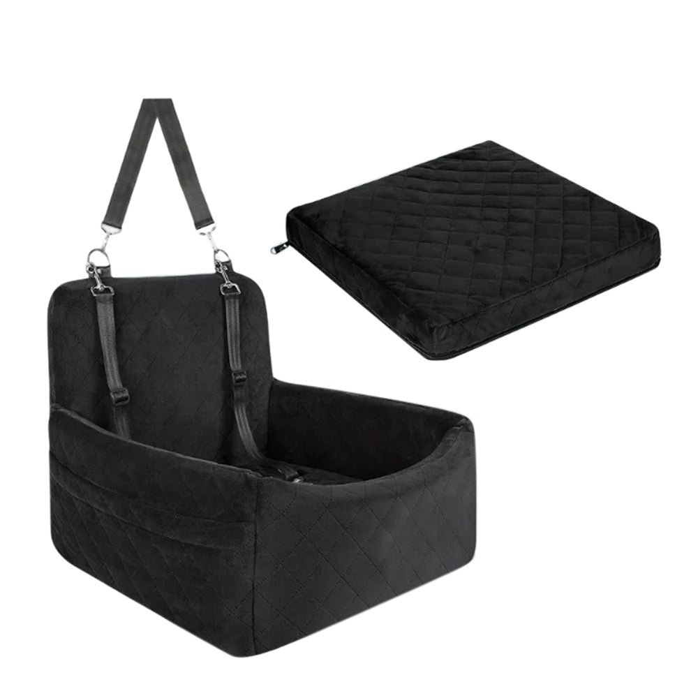 Car Dog Bed Pet Booster Seat For Small Dogs And Cats-Black