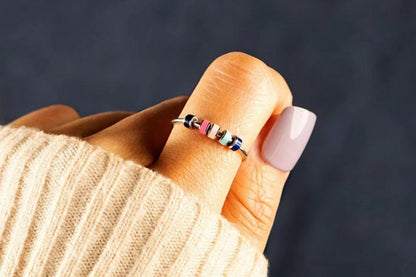 2Pcs To Daughter Anxiety Fidget Ring Meditation Ring Adjustable Opening Ring-Style 3