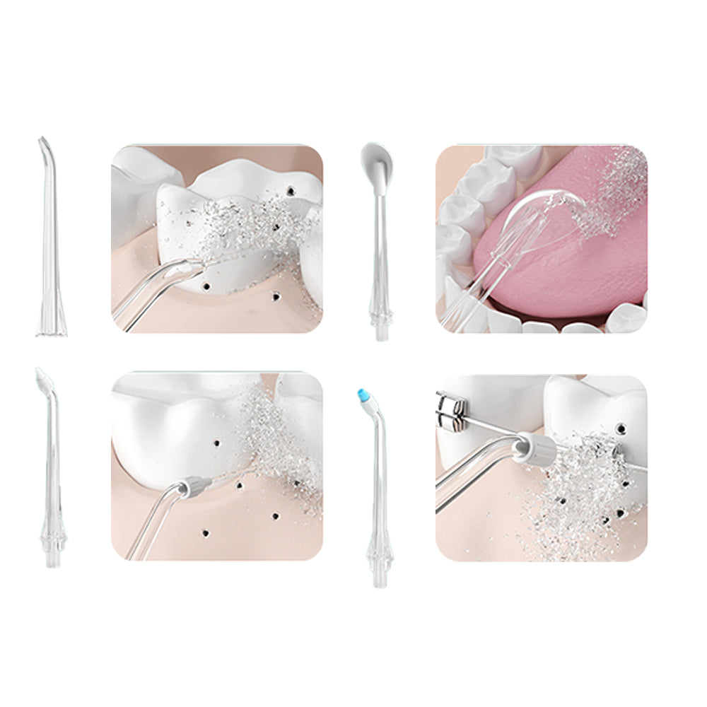 Cordless Electric Water Flosser Oral Irrigator Teeth Flosser Tooth Cleaner with 5 Nozzles Pink
