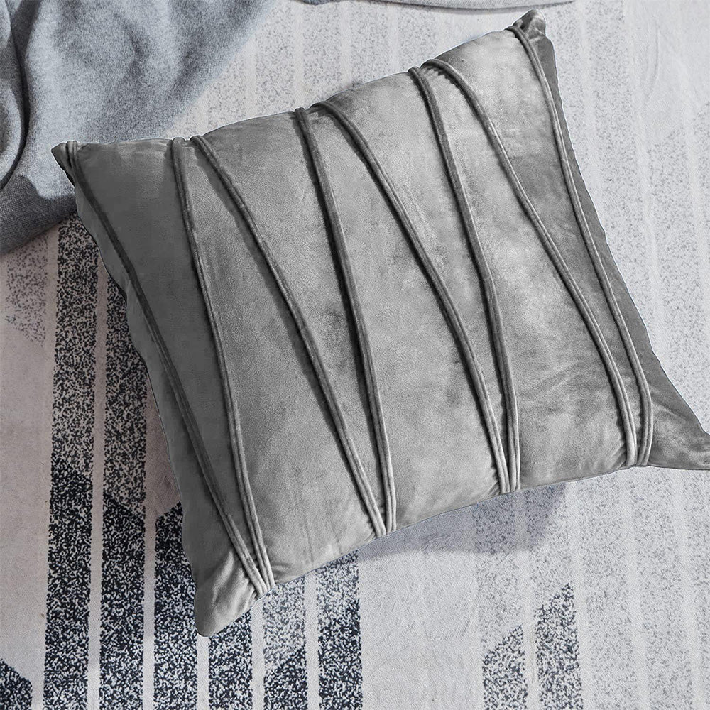 2PCS Velvet Stripe Cushion Covers Decorative Throw Pillow Cases for Sofa & Home Decor Gray