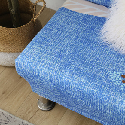 Printed Armless Futon Slipcovers Stretch Folding Sofa Bed Cover with Elastic Bottom -Blue