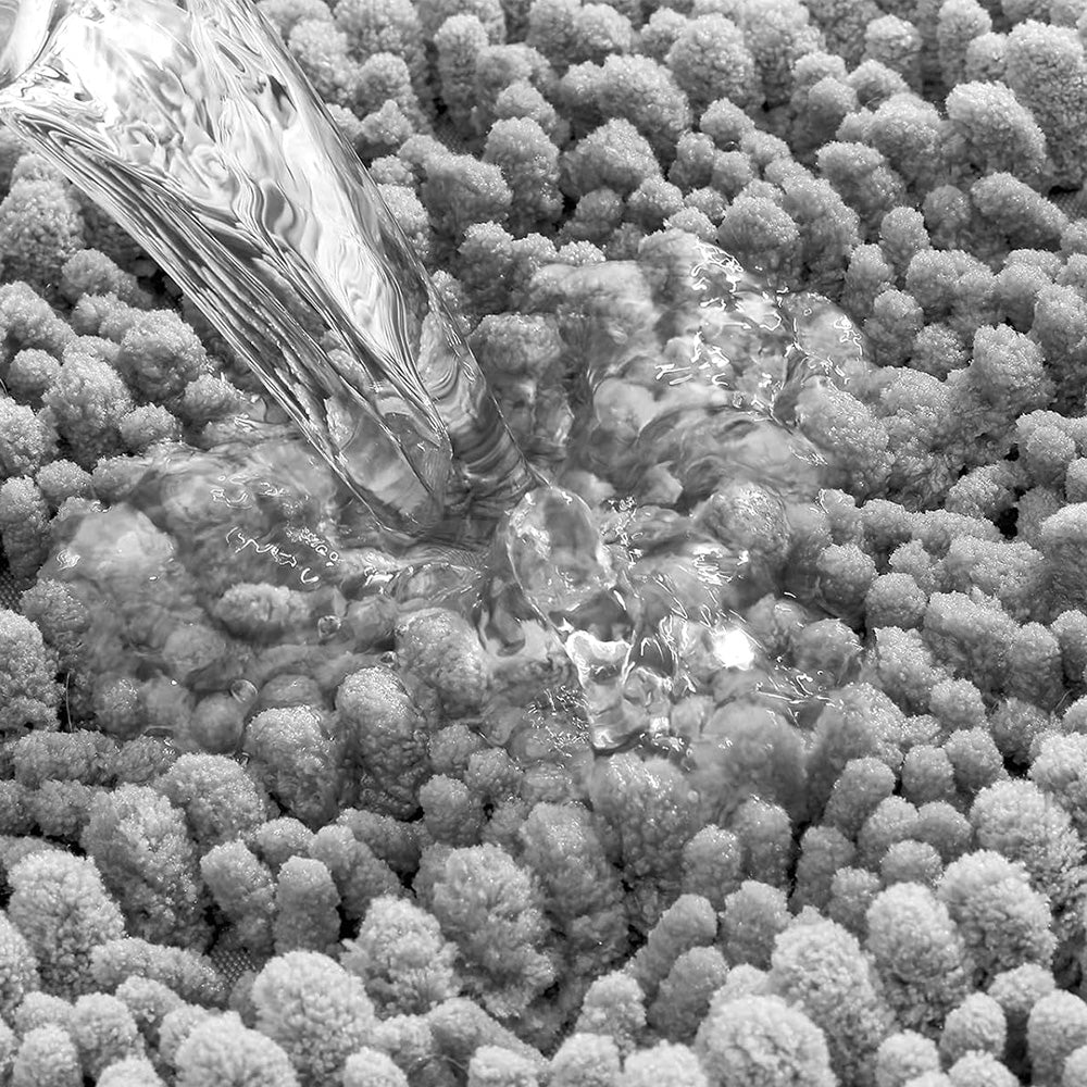 Chenille Fabric Bathroom Rugs Mat With Non Slip Rubber Backing Home Decor Accessories-Dark Grey