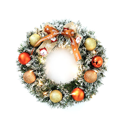 Christmas Wreath Decor Xmas Hanging Garland with String Light for Home Party