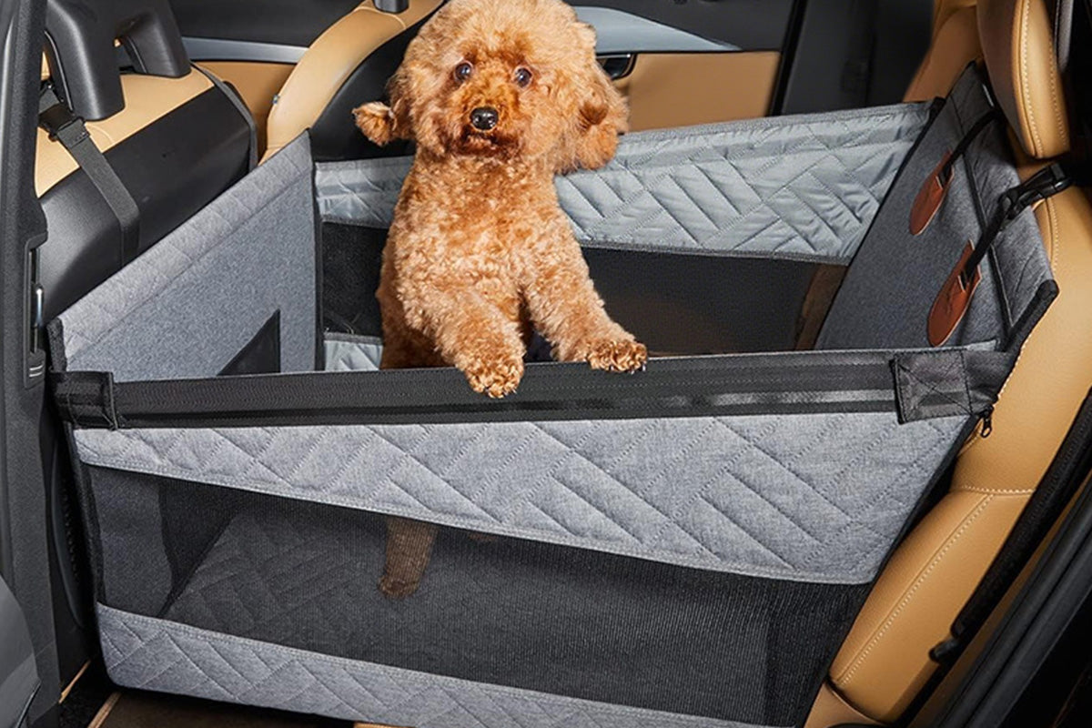 Dog Car Seat with Hard Bottom - Grey