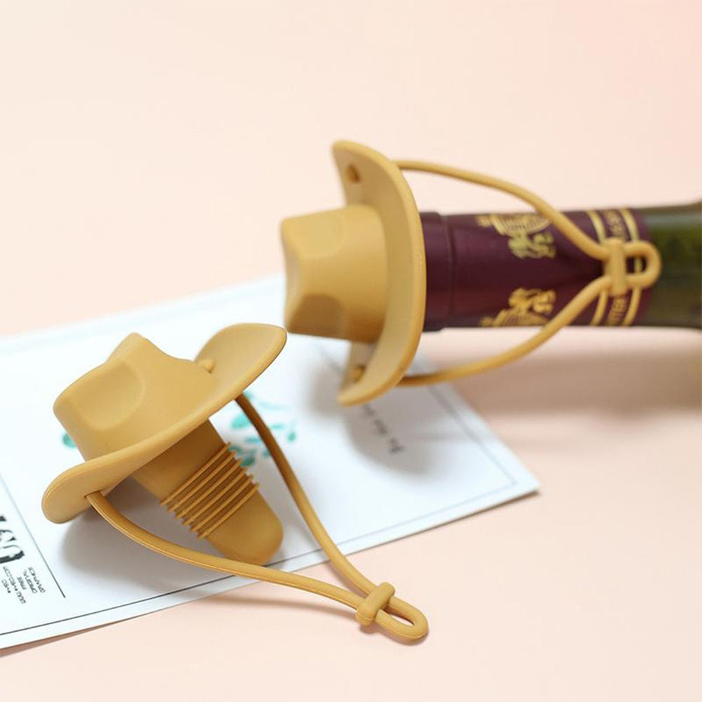 Western Cowboy Hat Silicone Wine Bottle Stopper Champagne Sealer -Yellow