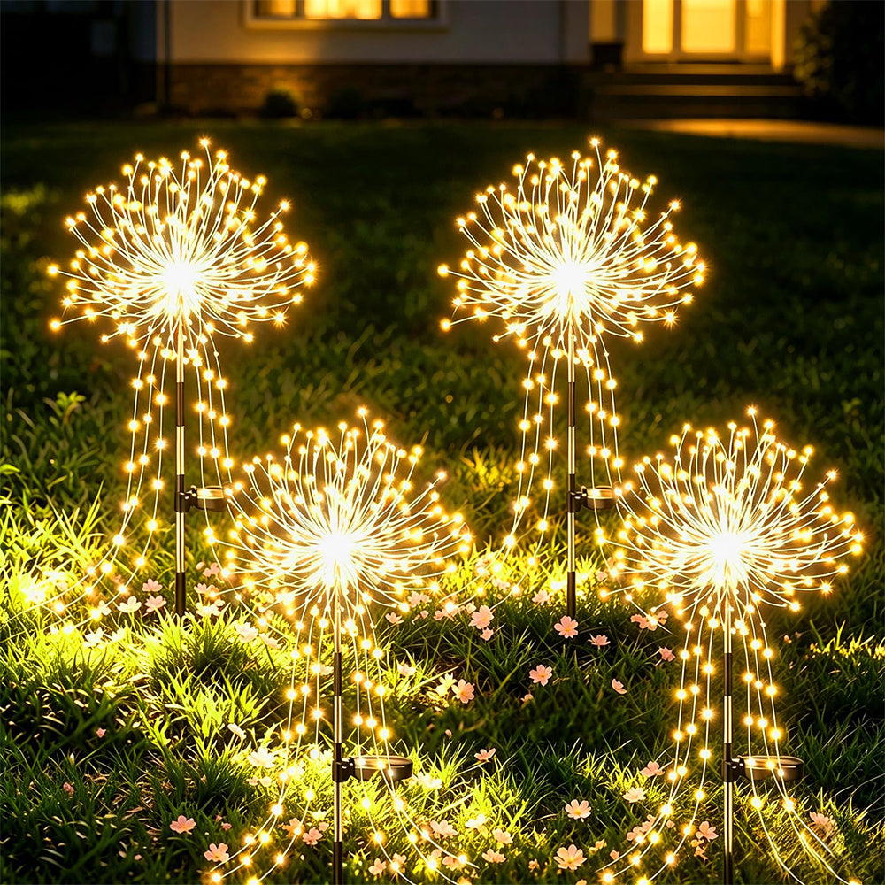 4 Pack Solar Firework Lights String with 8 Modes - Warm White