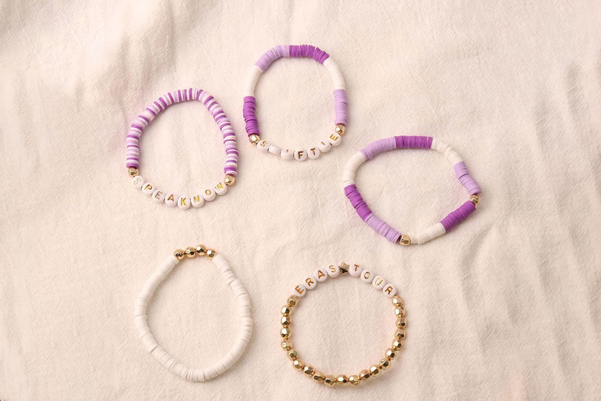 2Pcs Bracelets Set Mid Friendship Inspired Jewelry Gifts For Girls Concert Fans Bracelet-Blue And Purple