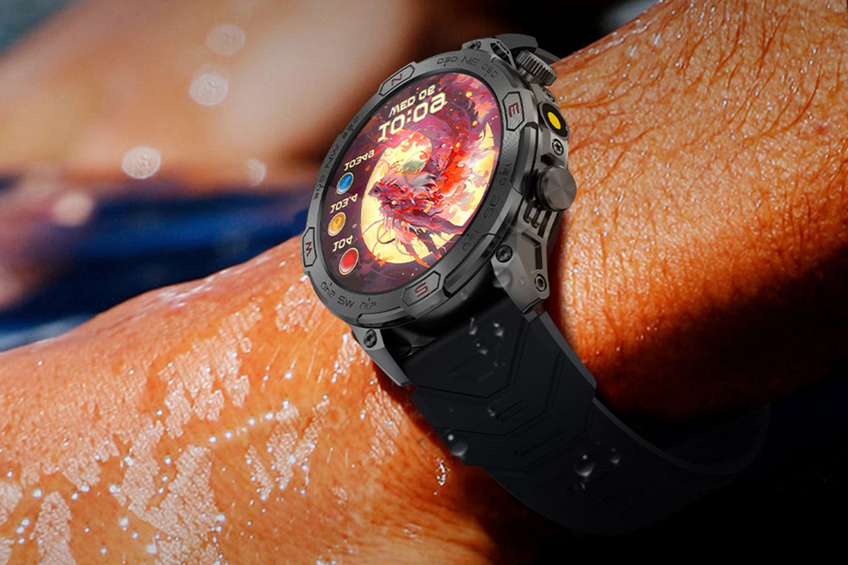 Smart Watch 1.43-Inch Fitness Watch with All Day Heart Rate Sleep Monitor Blood Oxygen Flashlight AI Voice Activity Tracker-Black
