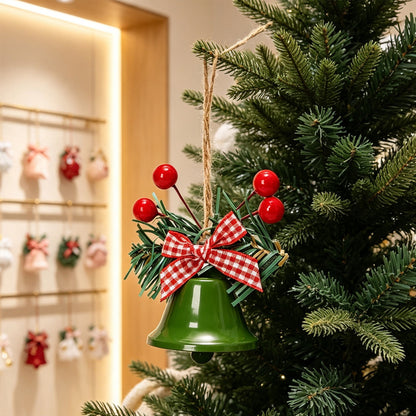 8 Pack Christmas Red Berry Bell Hanging Ornaments