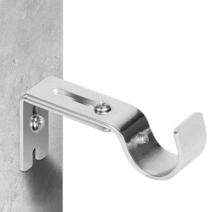 2PCS Adjustable Curtain Rod Brackets ââ‚?Wall Mount Holders for Drapes Sliver