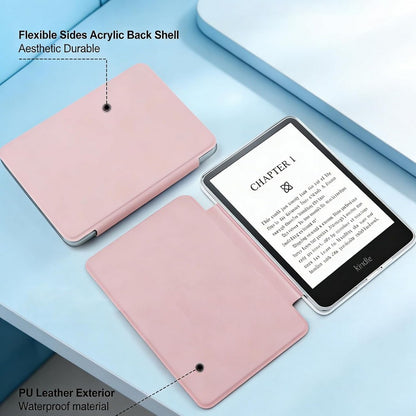 Acrylic Protection Case for Kindle 2024/2022 KPW5 KPW6 with Magnetic Closure-Pink