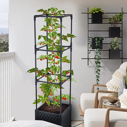 3-Tier Climbing Vine Frame Planting Box Garden Planter Support with Trellis for Vegetables Plants