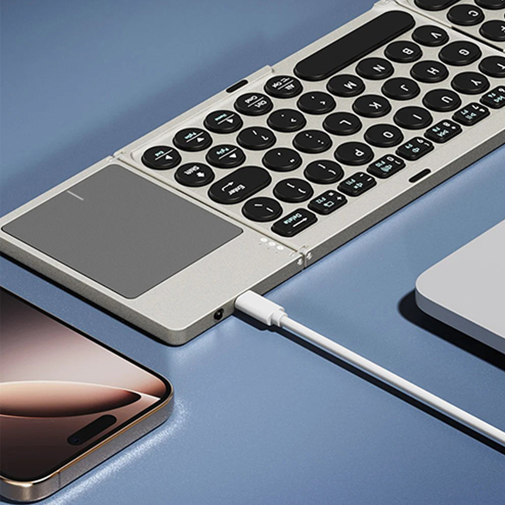 Tri Fold Bluetooth Keyboard with Touchpad Stand