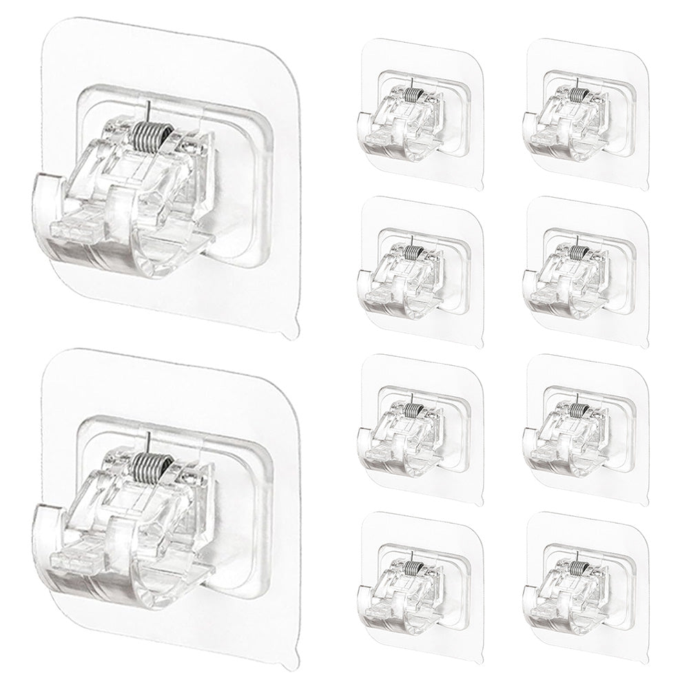 10 Pcs No Drill Curtain Rod Holder-Clear