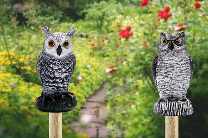 Large Fake Owl Decoy to Scare Birds Away Garden Bird Deterrents for Outside -White