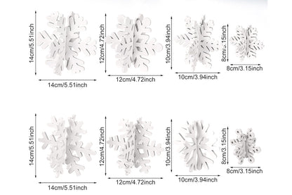 8Pcs 3D Wooden Snowflake Table Decor Christmas Wonderland Centerpiece-White