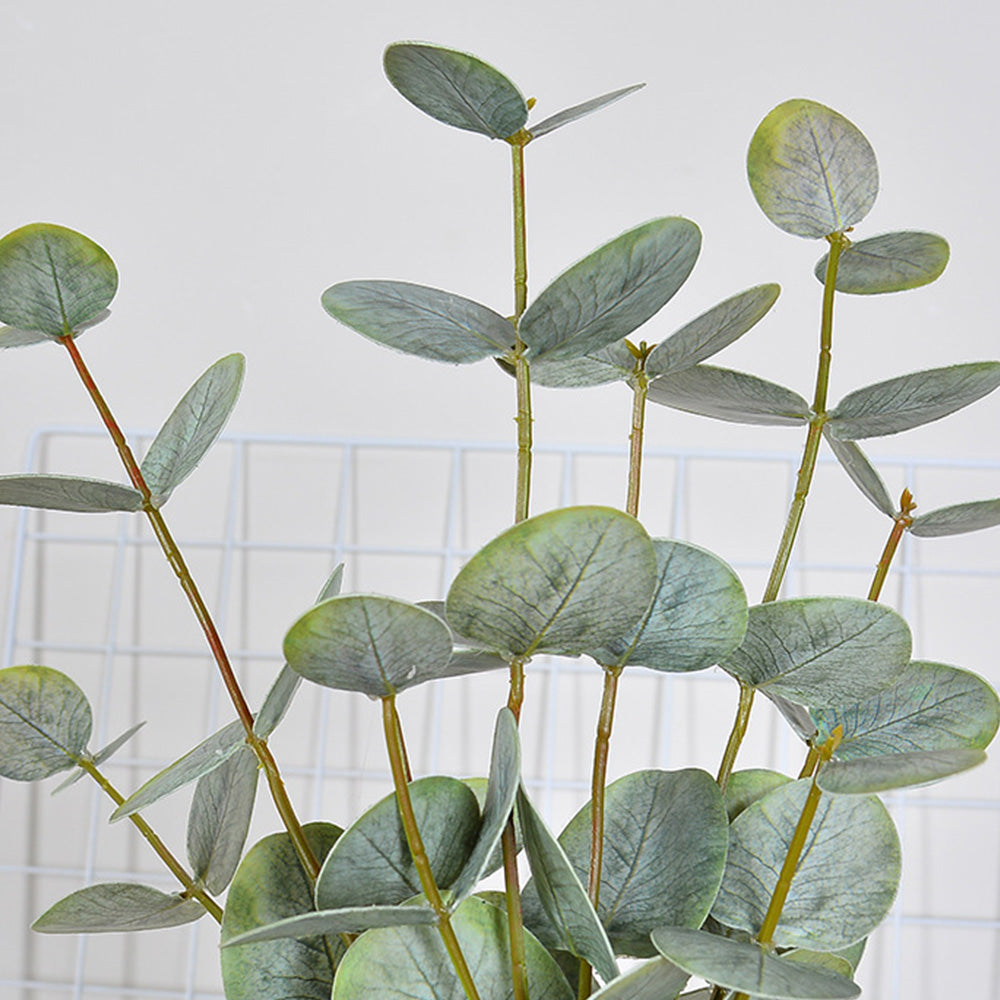 Realistic Artificial Eucalyptus Plant 3-Branch Faux Water Decorative Leaves-green