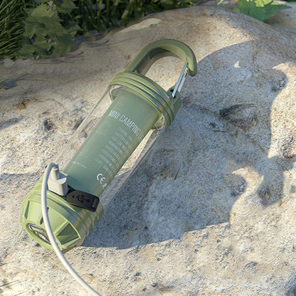 LED Camping Keychain Light ââ‚?Mini Lantern with Hook for Outdoor Use Blackish Green