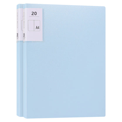 2 Pack A4 Sheet Protector Binder 40 Page Clear Folder for Certificates Posters-Blue