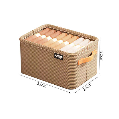 Set of 2Pcs Clothing Storage Box with Handles Wardrobe Storage Organizer Underwear Storage Khaki