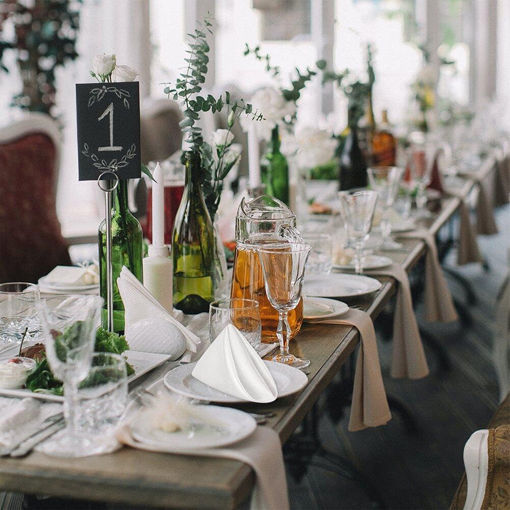 10 Pack Polyester Satin Dinner Napkins for Weddings Hotels Dining - White