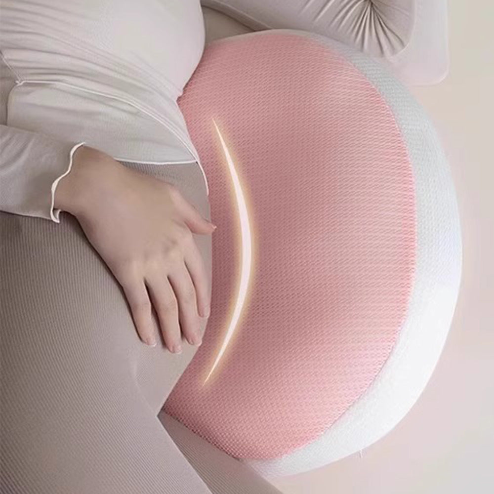 Portable Pregnancy Pillow W Shaped Maternity Support For Side Sleepers-Pink