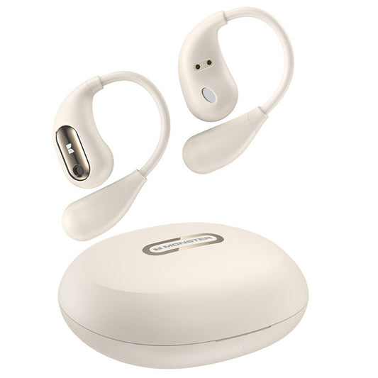Wireless Open Ear Headphones Bluetooth 5.4 Stereo Sound Earphones with Charging Case Beige