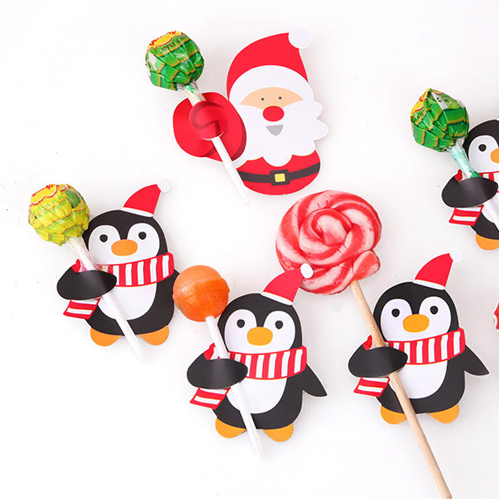 100PCS Christmas Party Lollipop Holders ¨C Santa Claus Candy Paper Card Decorations