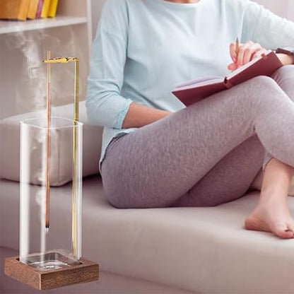 Hanging Incense Burner with Glass Ash Catcher for Home Meditation