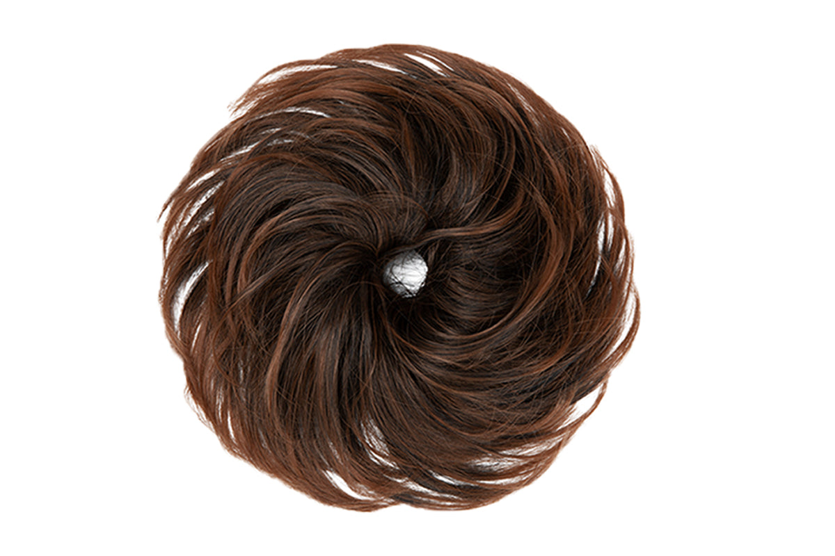 20CM High-Temperature Fiber Natural Messy Bun Scrunchy Thick Messy Bun Hair Piece-Black To light Auburn
