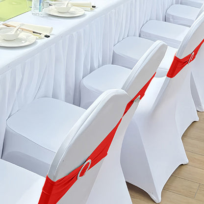 Elastic Chair Sashes Bows with Buckle Spandex Chair Bands - Red