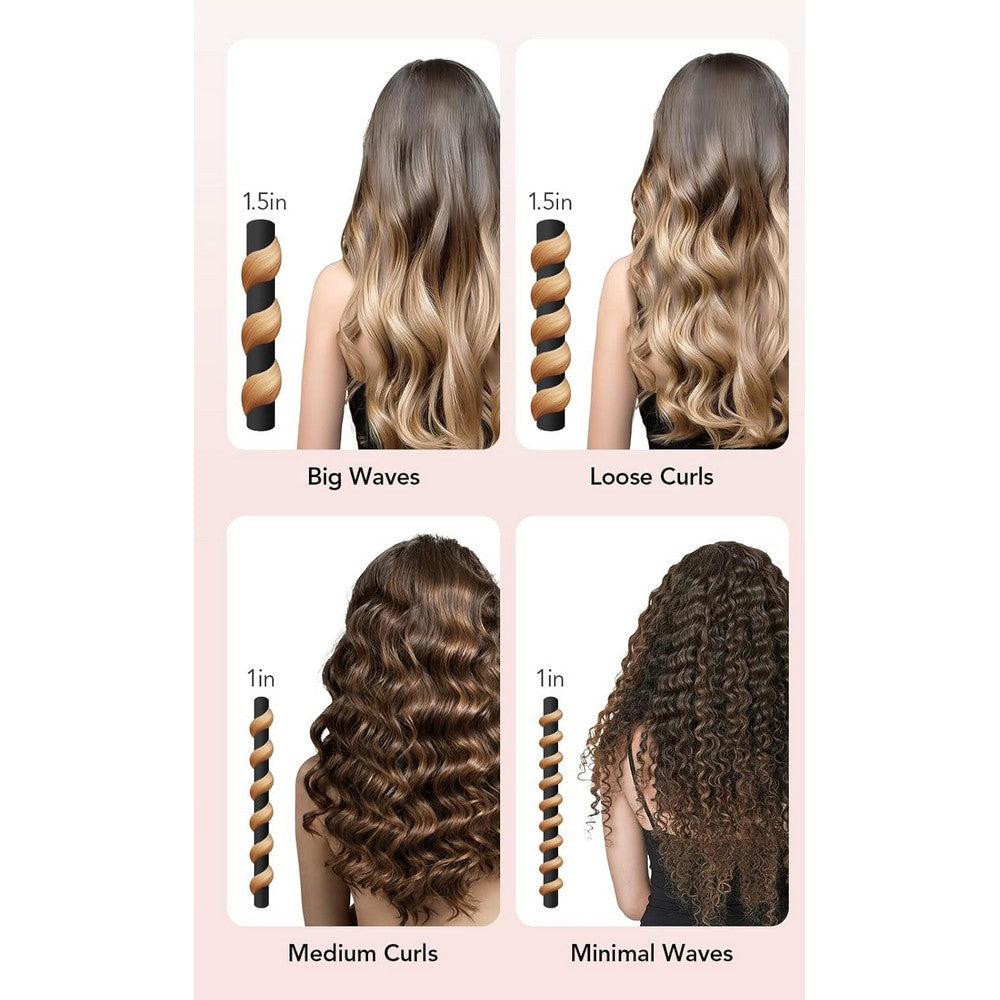 Heatless Curls Overnight 2 Sizes of Soft Hair Rollers with Scrunchies and Clips-Black