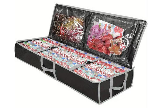Wrapping Paper Storage Container Gift Wrap Organizer for Ribbon Accessories -Black