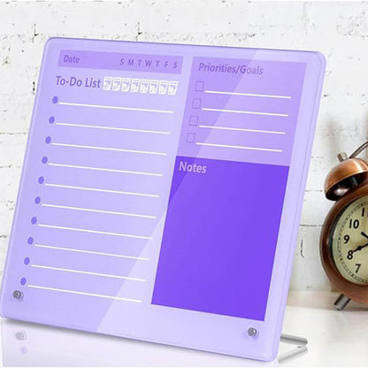 Thick Acrylic Dry Erase Board for Desk Planner with Stand-Purple