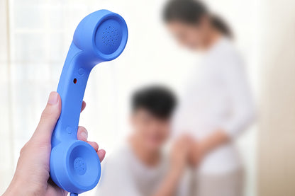 Retro Wired Handheld Telephone Handset with Microphone for Smartphones PC-Blue