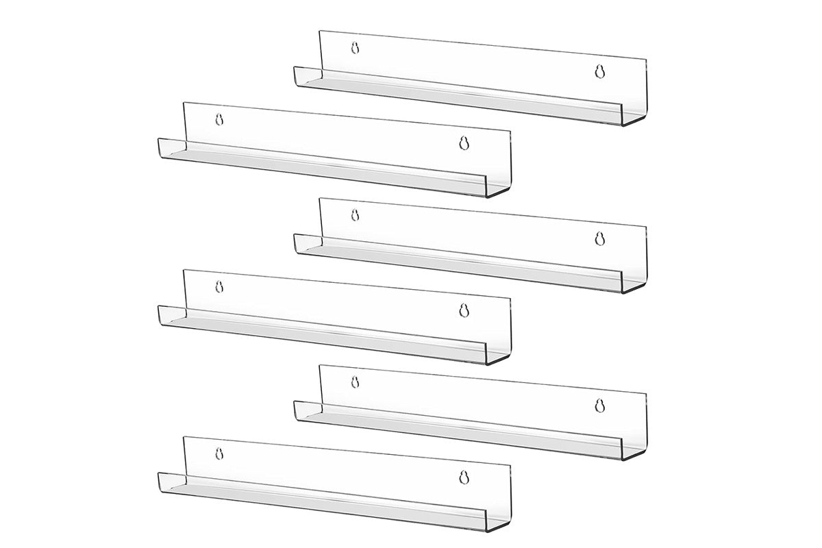 38cm Floating Shelves for Wall Acrylic Shelf Room Decor for Book Figures Photo -6Pcs