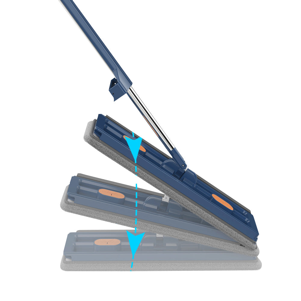 360 Degree Rotatable Flat Mop Adjustable Mop with 2 Replacement Pads Blue